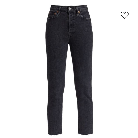 Re/Done Denim - RE/DONE 90s High Rise Ankle Crop Jeans Black Stoned Noir Size 23 NWT